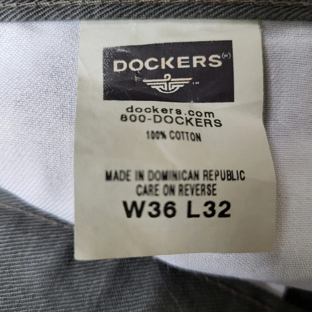 Dockers Men Pants 36X32 Olive Chino Twill Pleated Button 32